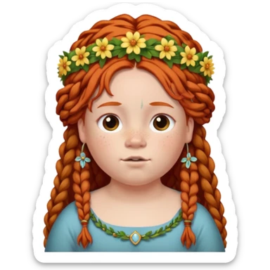 fat redhead kid with dreadlocks and floral tiara sticker