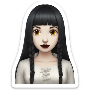 pale skinned girl with long dark red hair with fringe bangs and is in gothic outfit sticker