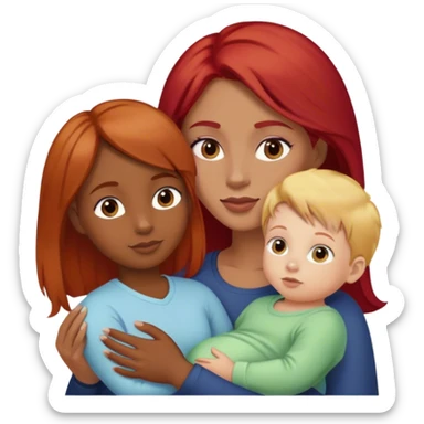 Women with Brown Hair with one Baby with red Hair and one kid with blonde hair  sticker
