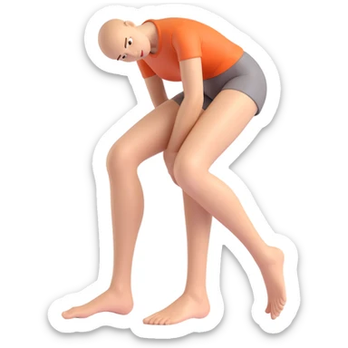 3D emoji style human leg, bent at the knee, simple and expressive, neutral skin tone sticker
