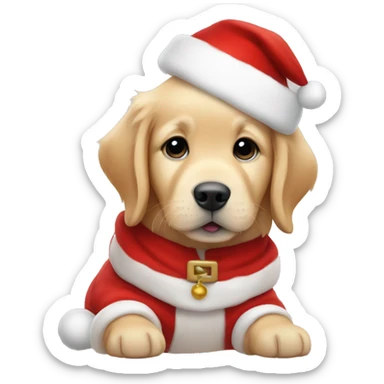 Golden retriever puppy dressed as Santa Claus sticker