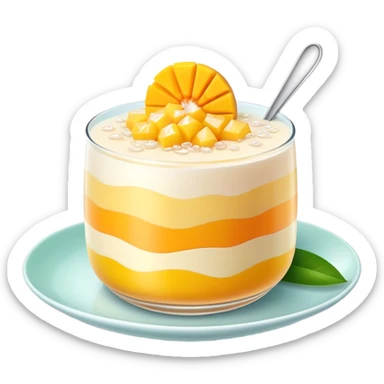 Hong Kong mango pomelo sago dessert with soft pastel colors sticker