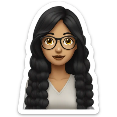 Arabe girl With glasses longue black hair sticker