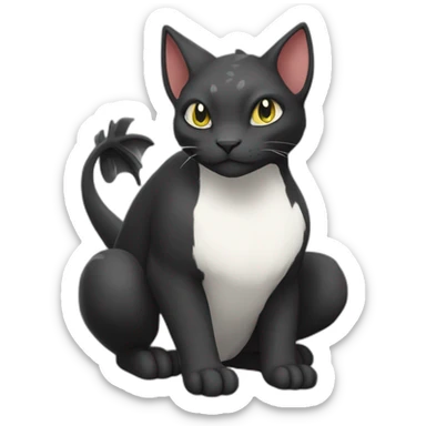 Sitting-Black-and-White-cat-dragon-type-pokemon sticker