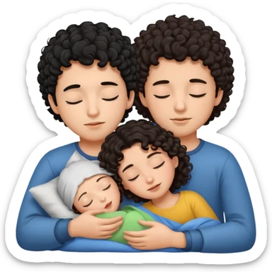 ragazzo riccio capelli neri che dorme con una ragazza capelli castani sticker