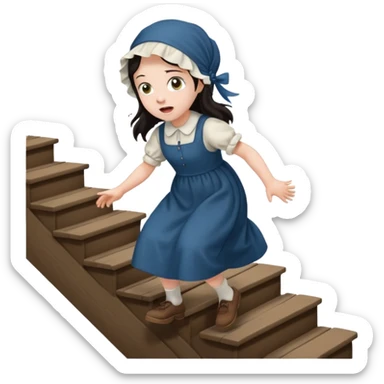 AMISH GIRL FALLING DOWN STEPS sticker