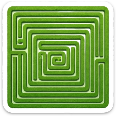 a square maze seen from the top, green sticker