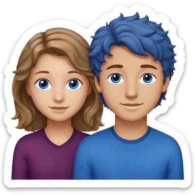 20 year old boy with slightly curly dark blonde hair and blue eyes with 20 year old girl with brown hair and blue eyes (girl is brunette (straight hair), boy is blonde.) sticker
