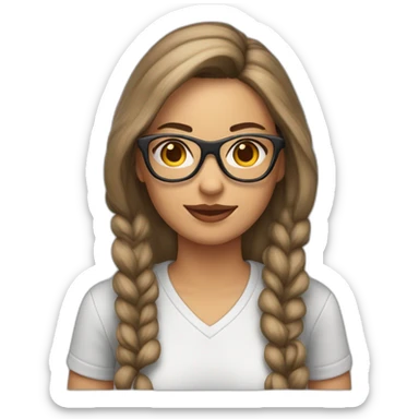 mujer con gafas pelo corto canoso con gato rayado sticker