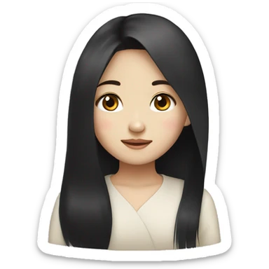 Vietnamese korean girl with long black hair sticker