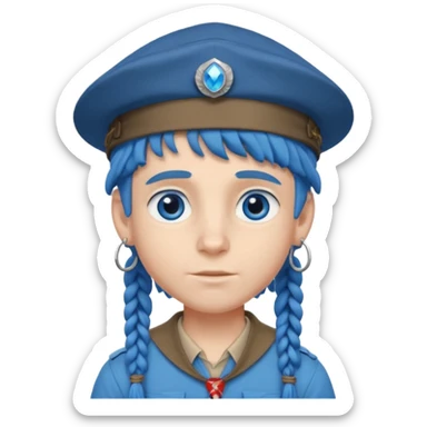 very handsome boy big blue eyes, scout boy with, blue dreadlocks, and big earrings and scouts hat sticker
