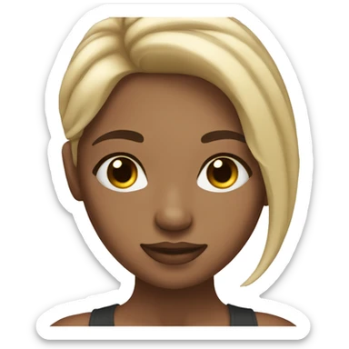 A brown eyed girl with lashes and blonde hair that has highlights  sticker