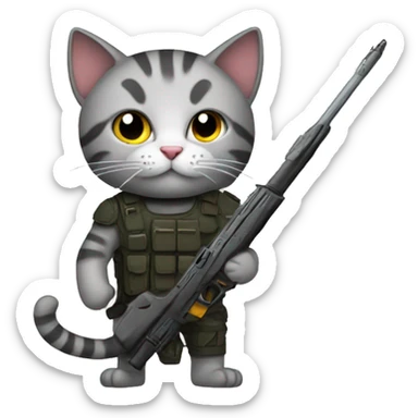 A cat with a weapon sticker