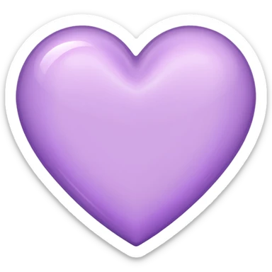 A light purple heart emoji that has the same shape as a normal heart emoji and light reflecting is from the tip of the heart and in straight shape sticker
