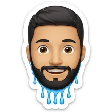 Smiling hispanic man with black beard that is dripping wet sticker