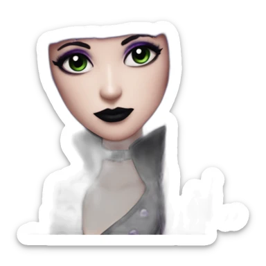 Elissabat -with bangs -long-hair-dark-plumpurple-and-black-vampire-goth-makeup-pinkeyes-romanticgothcloses- sticker