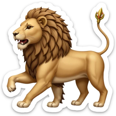 An emoji of a majestic lion from ancient Assyrian art, shown in a hunting scene. sticker