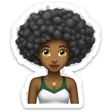 Mulher preta cabelo afro tocando bandolim escrito atrás clube do choro de Brasília. sticker
