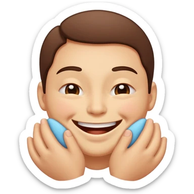 I want an overly excited face that says “I am so excited, I cannot contain. With eyes tightly squeezed closed together and a big grin emoji. With no  eyes  sticker