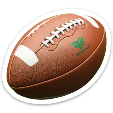 Cinematic Realistic image of a rugby ball resting on verdant turf, rendered with intricate stitching details and subtle weathering, bathed in warm, natural lighting that emphasizes its enduring character sticker