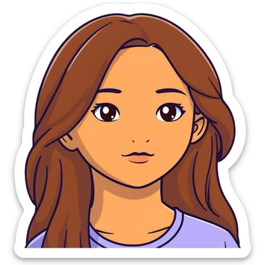 fair medium tan skin girl with hazel eyes and brown long hair sticker