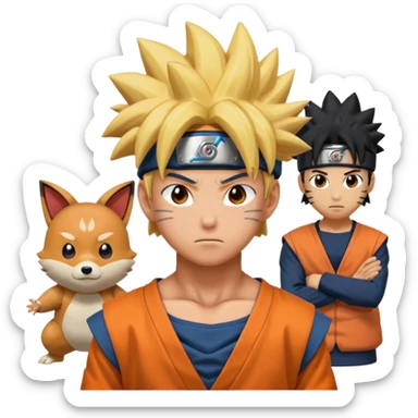 fais goku avec un melange de naruto et de 2 pkemon de ton choi aussi  sticker