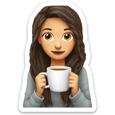 Ragazza dai capelli lunghi rossi avvolta nella coperta con una tazza in mano sticker