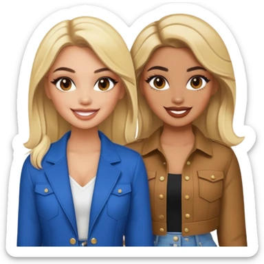 Boujy baddie best friends blonde and brunette, trendy heavy makeup sticker