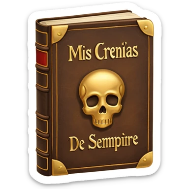 a book with the name "mis crencias de siempre" sticker