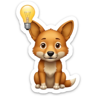 An dingo character with a thoughtful expression and a lightbulb overhead. sticker