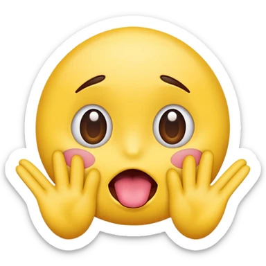 A cross eyed emoji tongue out with hands on either side sticker