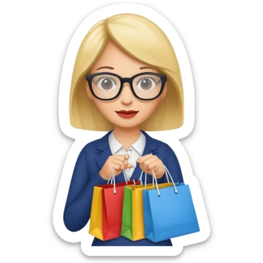 gincer woman with glasses holding shopping bags sticker