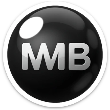 Black Ball with MB written on it sticker