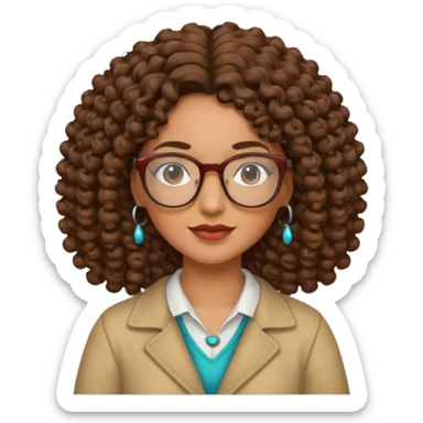 Mujer pelo rizado, gafas y ropa pueblo sticker