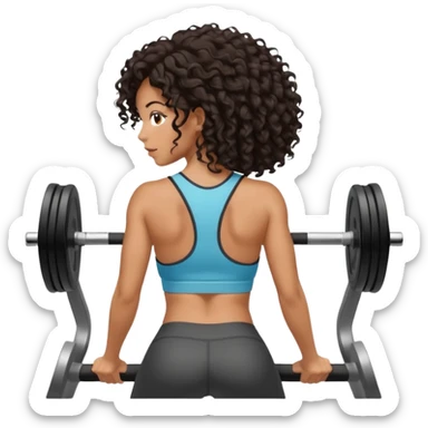 Treino de academia mulher morena de cabelos cacheados caindo nas costas sticker