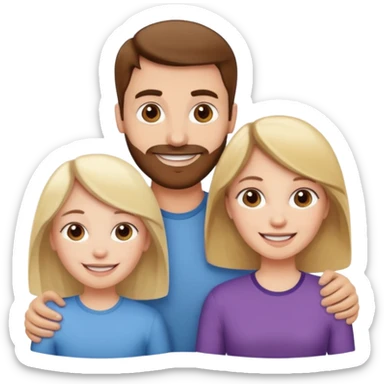 happy pale white family with one brown hair dad, one brown hair mom, one blonde girl, and one brown hair girl sticker