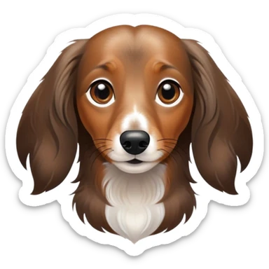 Long hair black, brown, white dots daschund sticker