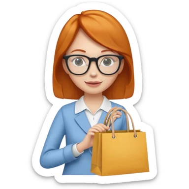 ginger woman with glasses holding shopping bags sticker