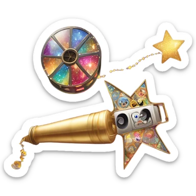 a magic wand over a video reel Surprise, play, discovery, sparkle, video, explore sticker
