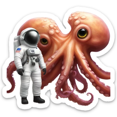 Alien Octopus next to astronaut  sticker