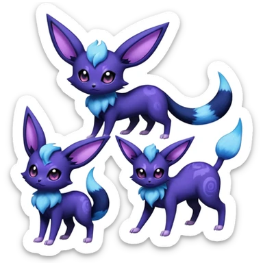 Nebulae Noibat-Espeon-Meowstic-Umbreon-Fakémon-hybrid-creature (full body)  sticker