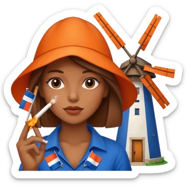 Windmill with a dutch flag and a girl smoking a blunt sticker