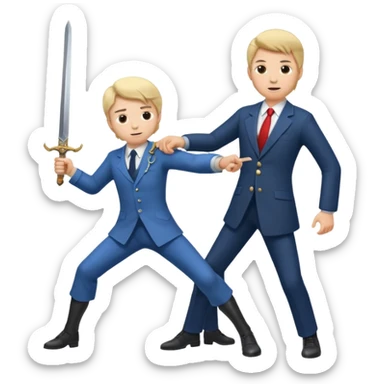 Doctor sword fighting a man in a suit sticker