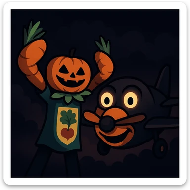 Avions manege du parc saint paul en emoji  rajoute et garde aspect terrifiante et rajoute leguman dessus   sticker