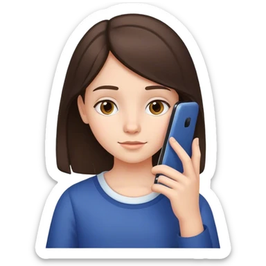 Brunette 12 year old with a cell phone  sticker