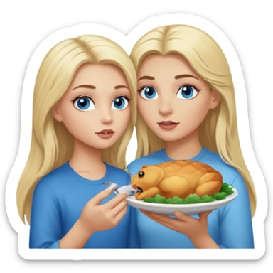 Blonde baddie with long hair Pretty makeup long lashes blue  eyes, feeding  boy sticker