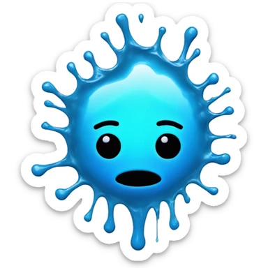 Glowing shiny Cyan blue goo splash splatter drip sticker
