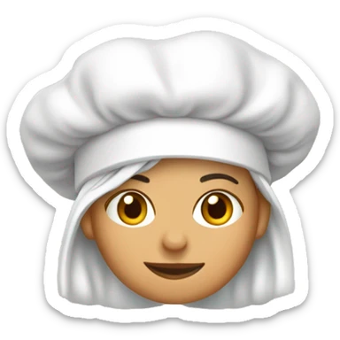Mujer blanca, pelo castaño claro, con gorro de chef y en la mano arepas sticker