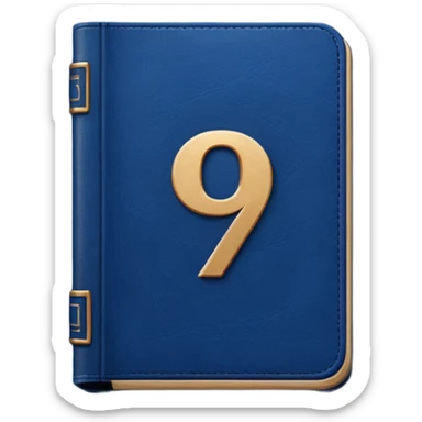 Dark blue book with a number "9" in the cover sticker