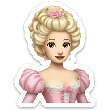 Beautiful highly detailed rococo princess with blonde hair and a pink gown Marie Antoinette  sticker